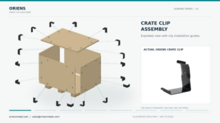 Guida all'assemblaggio delle clip per casse ORIENS per scatole di legno riutilizzabili