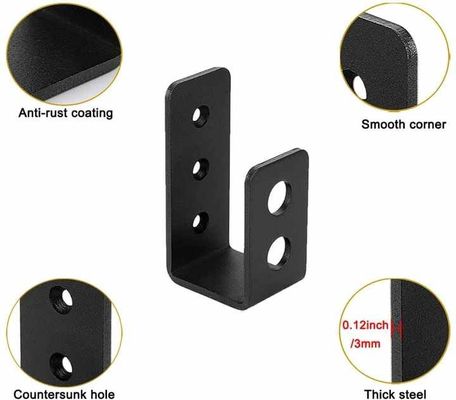 OEM Custom Black Powder Coated Stamping Metal U Shape Door Barricade Brackets