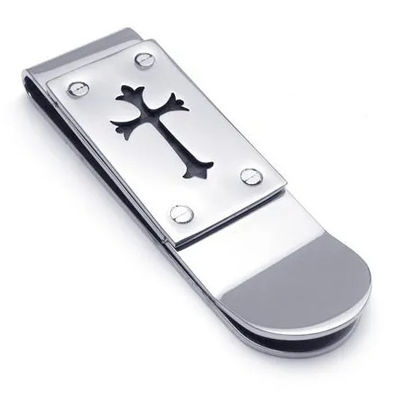Clampette a penna di denaro Standard Custom Punching Label Holder Acciaio inossidabile Slim Card Id Uomini Donne Portafoglio Metalli Parts Stamping