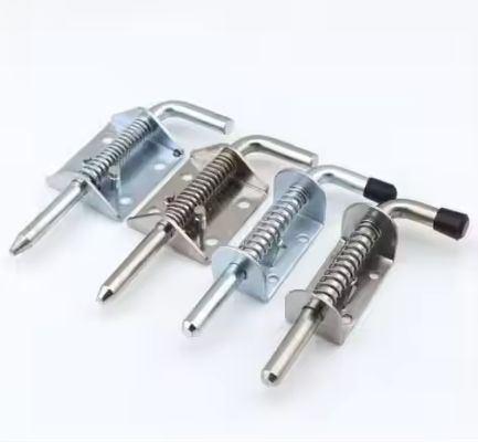 Saldatura a caldo con perno a molla zincato, catenaccio a barilotto, finitura spazzolata, serratura per porta, campione gratuito