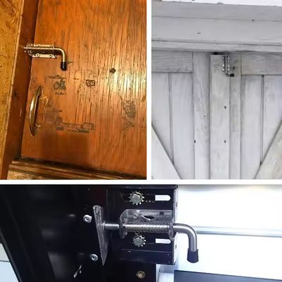 Saldatura a caldo con perno a molla zincato, catenaccio a barilotto, finitura spazzolata, serratura per porta, campione gratuito